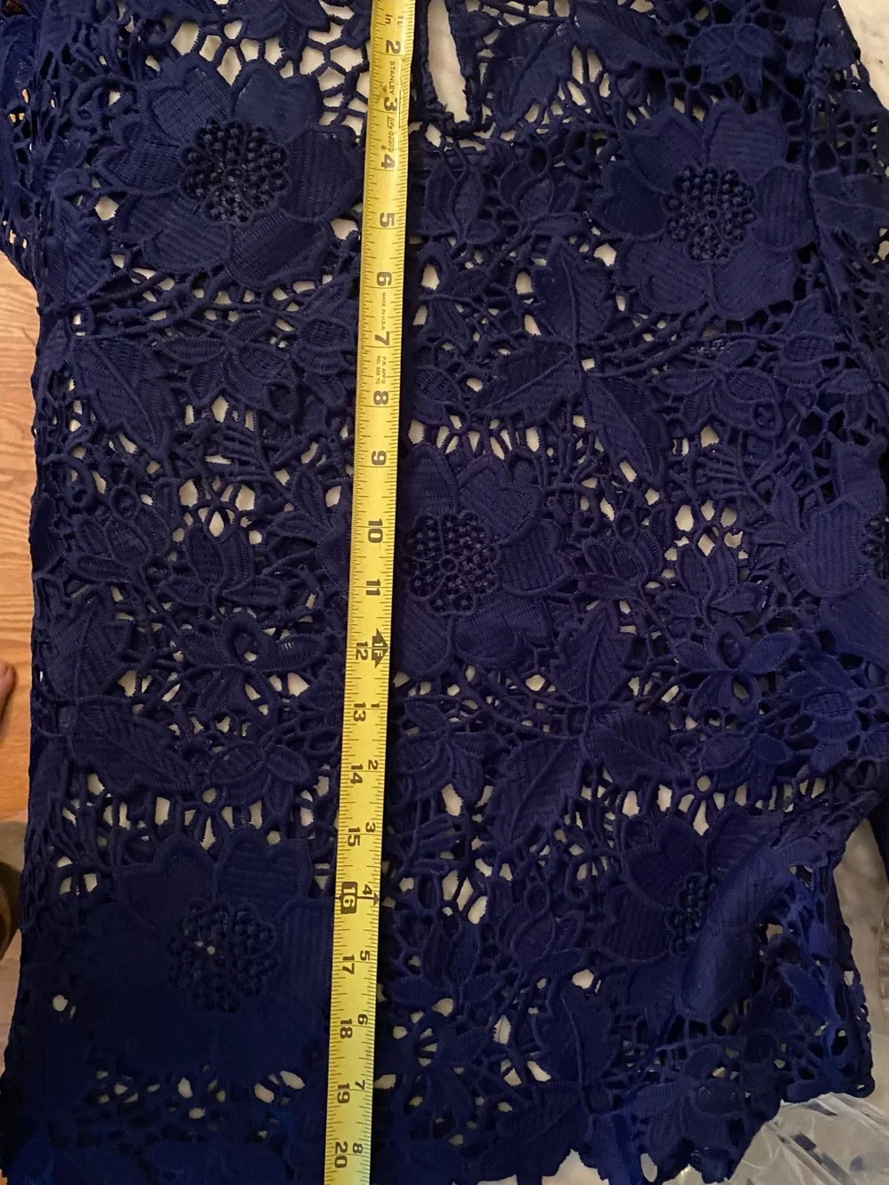 Divided H&M Navy Crochet Floral Long-Sleeve Top